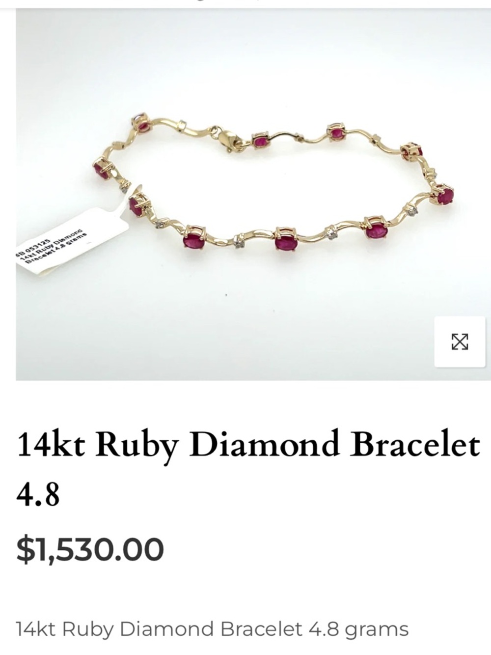 14kt Gold Ruby and Diamond Bracelet - Pink Ruby